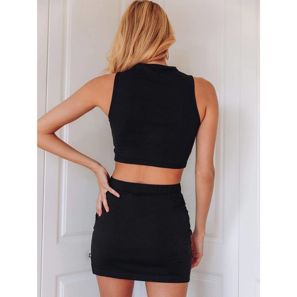 2 piece set: Crop top Tank & Split Hem mini Skirt black - Picture 5 of 5